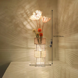 Artistic Cylinder Rattan Wooden Column Floor Lamp Zawala Image - 19