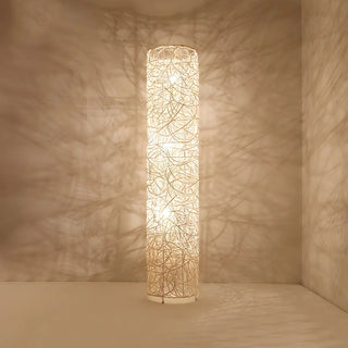 Artistic Cylinder Rattan Wooden Column Floor Lamp Zawala Image - 3