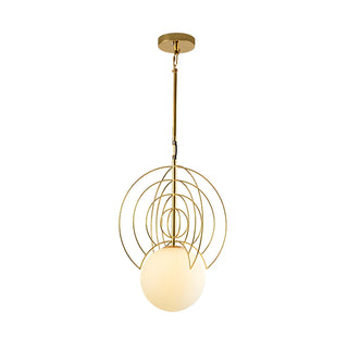 Modern Artistic Gold Geometric Milk Glass Orb Pendant Light Zawala Image - 2