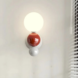 Artistic Red and White Globe Bedroom Wall Sconce Zawala Image - 13