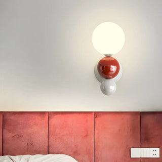 Artistic Red and White Globe Bedroom Wall Sconce Zawala Image - 2