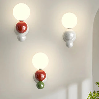 Artistic Red and White Globe Bedroom Wall Sconce Zawala Image - 3