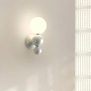 Artistic Red and White Globe Bedroom Wall Sconce Zawala Image - 5