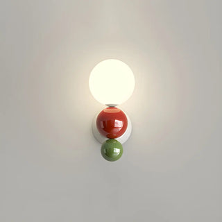 Artistic Red and White Globe Bedroom Wall Sconce Zawala Image - 9