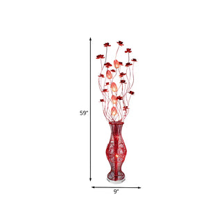 Red Floral and Vase Artistic Aluminum Standing Floor Lamp #size