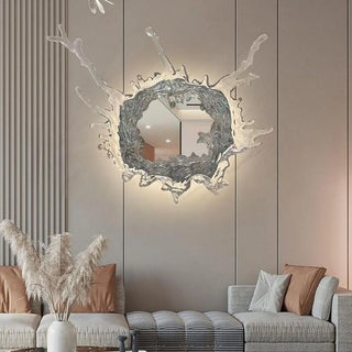 Artistic Splash Shape Silver Steel LED Vanity Light Zawala Image - 1