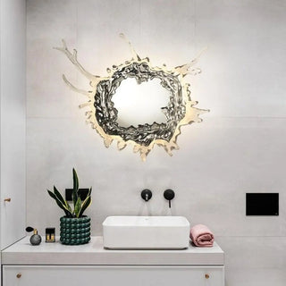 Artistic Splash Shape Silver Steel LED Vanity Light Zawala Image - 2