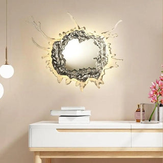 Artistic Splash Shape Silver Steel LED Vanity Light Zawala Image - 3