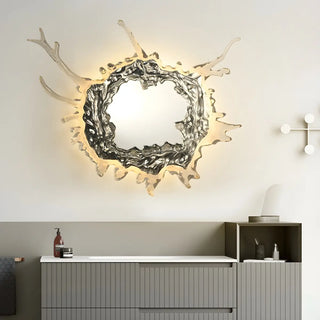 Artistic Splash Shape Silver Steel LED Vanity Light Zawala Image - 4