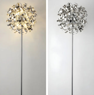 ZOWALA - Modern Artistic Sliver Ribbon Globe Metal Floor Lamp Image - 12
