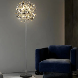 ZOWALA - Modern Artistic Sliver Ribbon Globe Metal Floor Lamp Image - 2