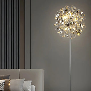 ZOWALA - Modern Artistic Sliver Ribbon Globe Metal Floor Lamp Image - 5