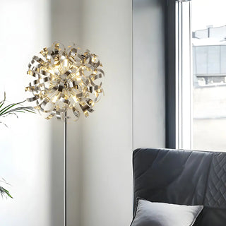 ZOWALA - Modern Artistic Sliver Ribbon Globe Metal Floor Lamp Image - 7