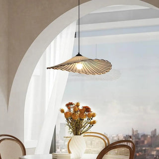 Artistic White Fabric Floral Dining Room Pendant Light Zawala Image - 5