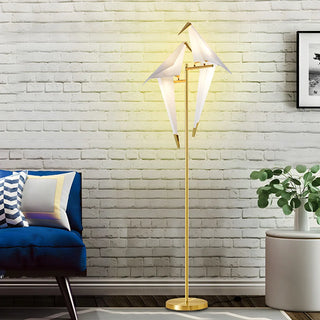 Bedside Bird-Shaped Artistic Gold Stand Floor Lamp Zawala Image - 2