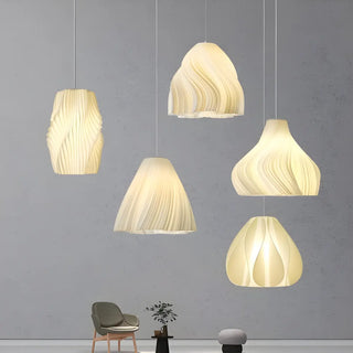 Artistic Modern Sculptural Fabric Pendant Light Indoor White Zawala Image - 3