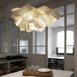 ZOWALA - Artistic White Floral Fabric Living Room Pendant Light Image - 1