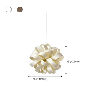 ZOWALA - Artistic White Floral Fabric Living Room Pendant Light #size