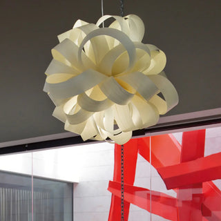ZOWALA - Artistic White Floral Fabric Living Room Pendant Light Image - 2