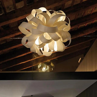 ZOWALA - Artistic White Floral Fabric Living Room Pendant Light Image - 3