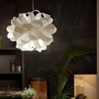 ZOWALA - Artistic White Floral Fabric Living Room Pendant Light Image - 6
