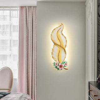 Artistic Feather-Shaped and Floral LED Wall Sconce Zawala Image - 3