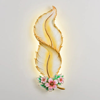 Artistic Feather-Shaped and Floral LED Wall Sconce Zawala Image - 8