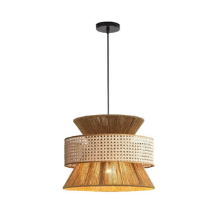 Asian-inspired Rustic Brown Rope Shade Pendant Lighting Zawala Image - 6