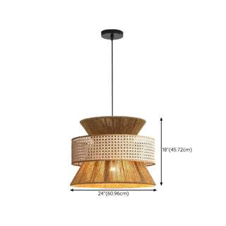Asian-inspired Rustic Brown Rope Shade Pendant Lighting Zawala #size