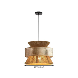 Asian-inspired Rustic Brown Rope Shade Pendant Lighting Zawala Image - 8