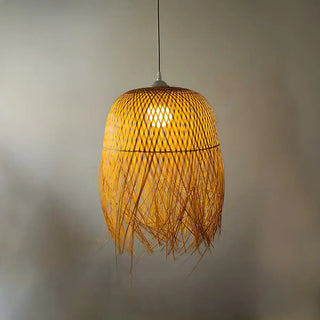 ZOWALA - Asian Natural Bamboo Woven Fringe Restaurant Pendant Light Image - 2