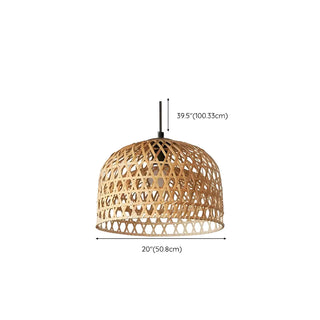 ZOWALA - Asian Natural Bamboo Woven Fringe Restaurant Pendant Light Image - 20