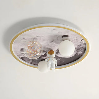 Creative Space Astronaut Round Gold Flush Mount Light Zawala Image - 8