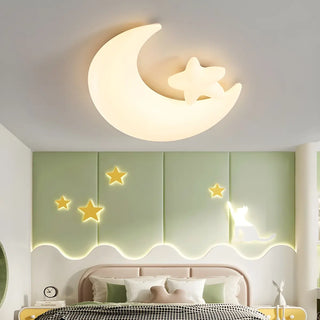 Kids Bedroom Moon Astronaut Resin Flush Mount Light Zawala Image - 2