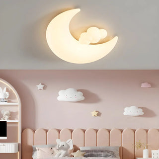 Kids Bedroom Moon Astronaut Resin Flush Mount Light Zawala Image - 3