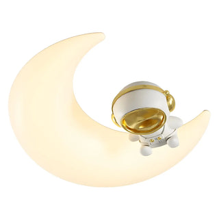 Kids Bedroom Moon Astronaut Resin Flush Mount Light Zawala Image - 5