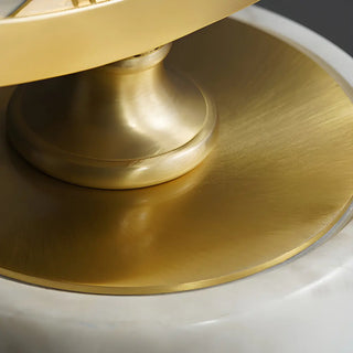 Elegant Round Bamboo Design Marble Base Table Lamp Zawala Image - 8