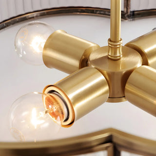 Bedroom Flower Drum Copper Glass Flush Mount Light Zawala Image - 6