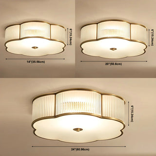 Bedroom Flower Drum Copper Glass Flush Mount Light Zawala Image - 8