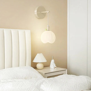 Bedroom Cute White Apple-Shaped Metal Wall Sconce Zawala Image - 2