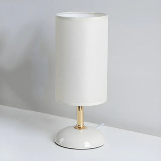 Bedroom Elegant Cylinder Fabric Green Base Table Lamp Zawala Image - 11