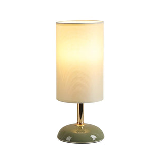 Bedroom Elegant Cylinder Fabric Green Base Table Lamp Zawala Image - 15