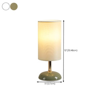 Bedroom Elegant Cylinder Fabric Green Base Table Lamp Zawala #size