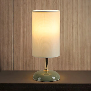 Bedroom Elegant Cylinder Fabric Green Base Table Lamp Zawala Image - 4