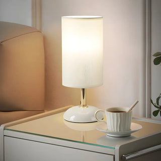 Bedroom Elegant Cylinder Fabric Green Base Table Lamp Zawala Image - 8