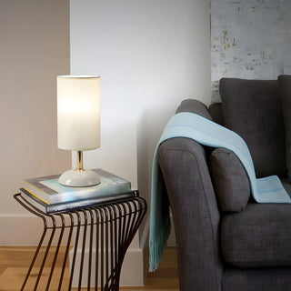Bedroom Elegant Cylinder Fabric Green Base Table Lamp Zawala Image - 9