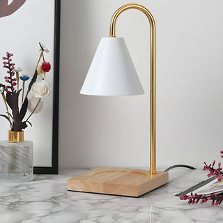 Bedroom Modern Cone Lampshade Wood Base Table Lamp Zawala Image - 10