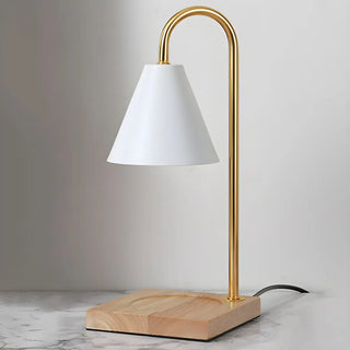 Bedroom Modern Cone Lampshade Wood Base Table Lamp Zawala Image - 11