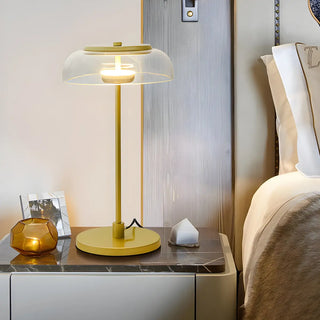 Modern Gold Clear Dome Glass Shade Bedroom Table Lamp Zawala Image - 1