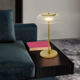 Modern Gold Clear Dome Glass Shade Bedroom Table Lamp Zawala Image - 2